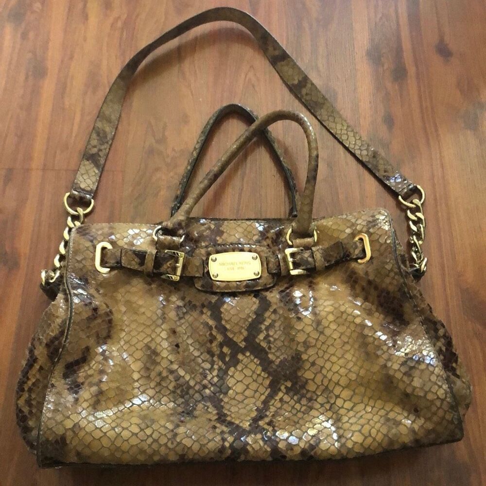 MICHAEL Michael KORS Tan snake skin python satchel